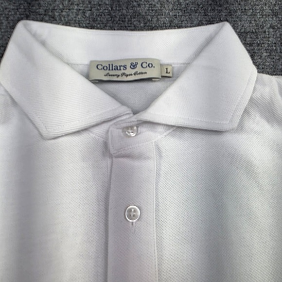 Collars & Co. Other - Collars & Co. Luxury Pique Cotton Polo Shirt Men's Size L White Short Sleeve